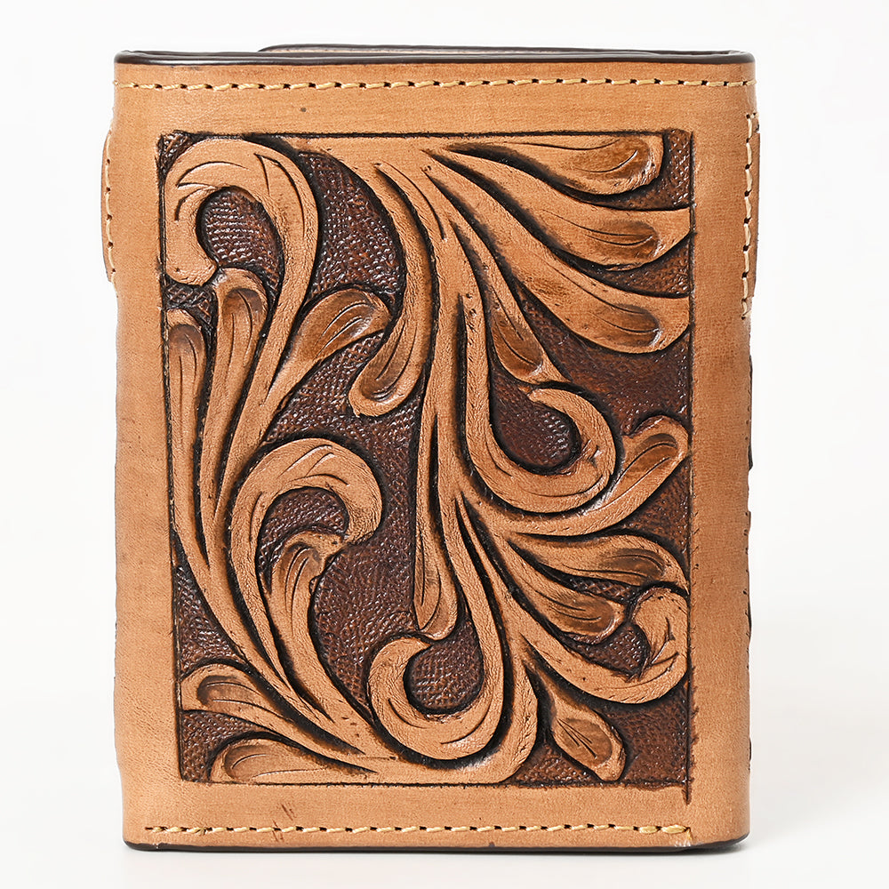 BAR H EQUINE Rodeo Floral Bifold &amp; Trifold Wallet For Men Women HairOn Genuine Leather Brown
