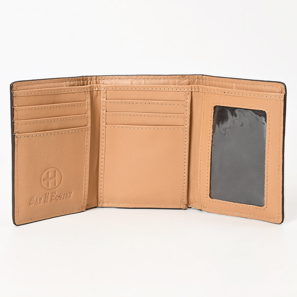 BAR H EQUINE Rodeo Floral Bifold &amp; Trifold Wallet For Men Women HairOn Genuine Leather Brown