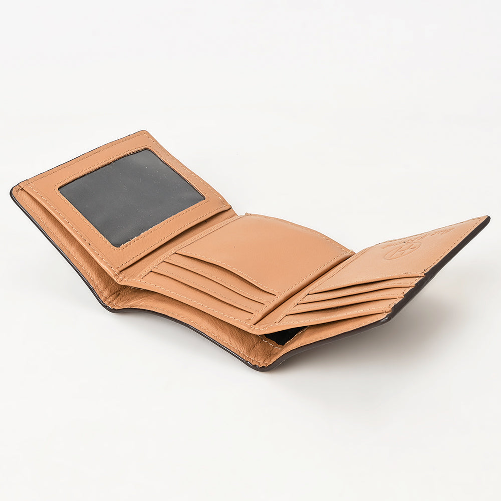 BAR H EQUINE Rodeo Floral Bifold &amp; Trifold Wallet For Men Women HairOn Genuine Leather Brown