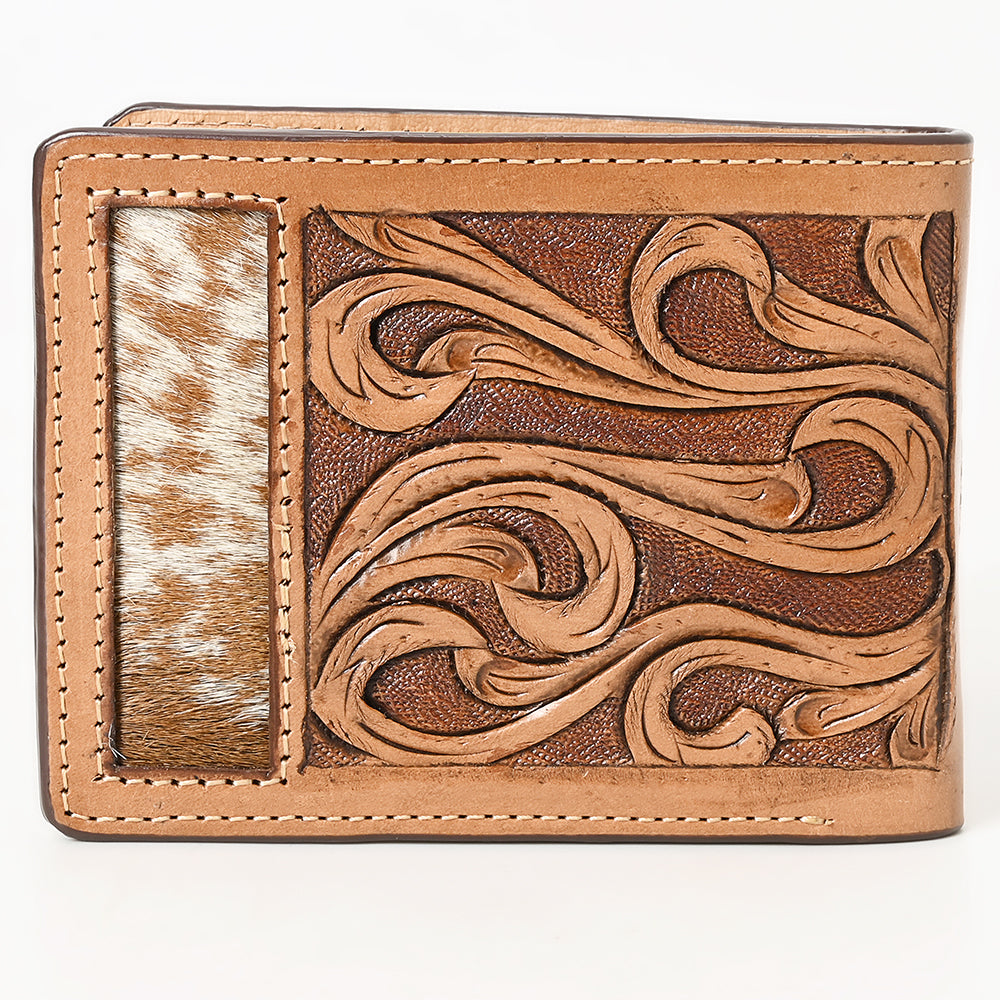 BAR H EQUINE Rodeo Floral Bifold &amp; Trifold Wallet For Men Women HairOn Genuine Leather Brown