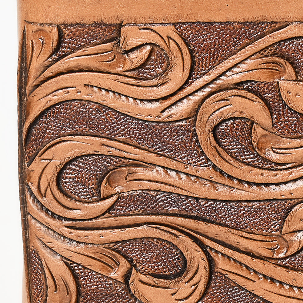 BAR H EQUINE Rodeo Floral Bifold &amp; Trifold Wallet For Men Women HairOn Genuine Leather Brown