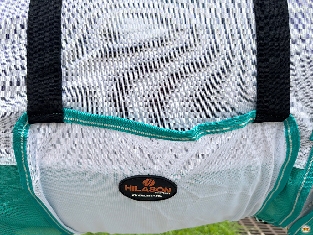 66 In - 84 In Hilason Horse Fly Sheet Uv Protect Mesh Bug Mosquito Summer White/Turquoise