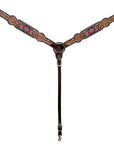 Bar H Equine Western Leather Horse Tack Set Floral Carved Beeded Inlay