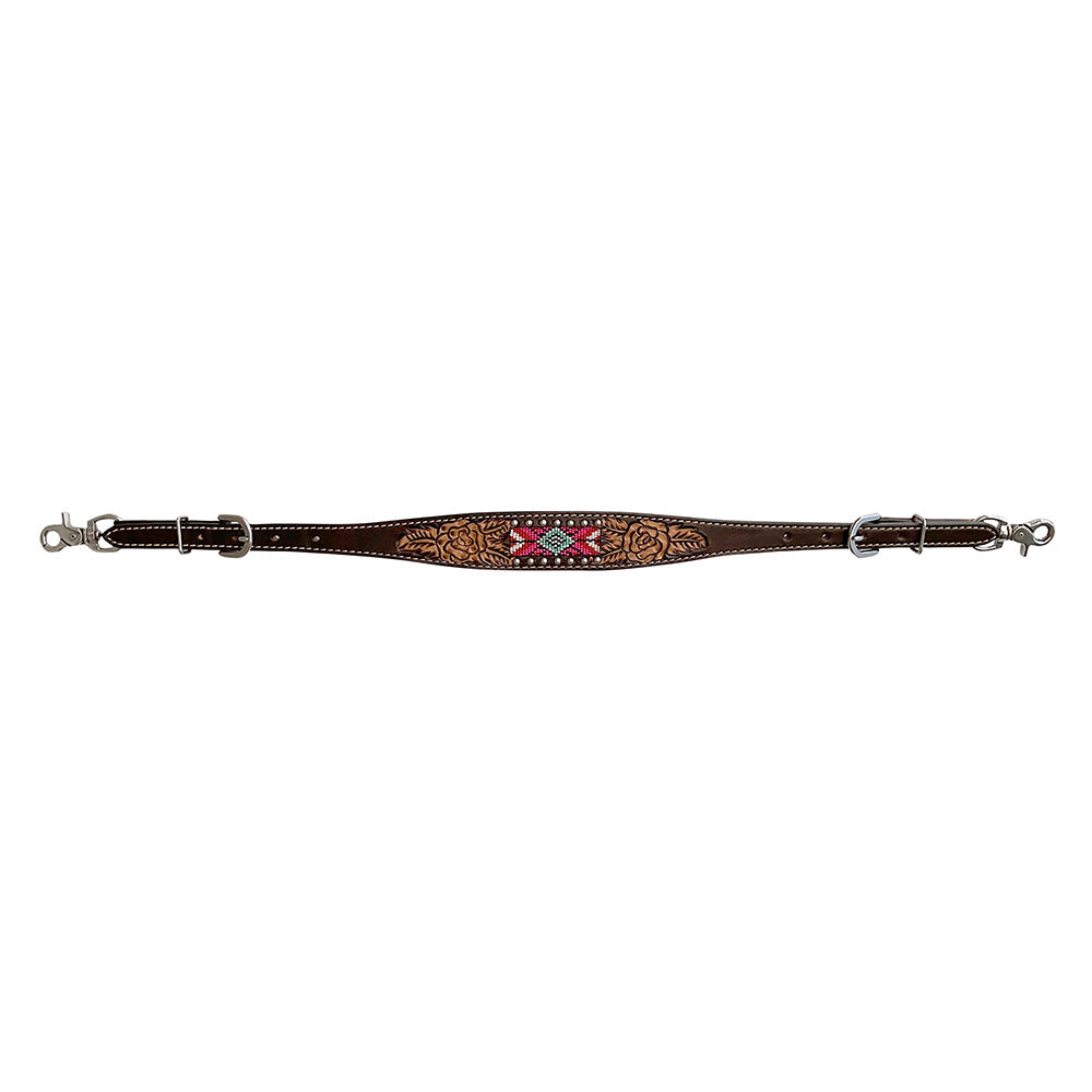 Bar H Equine Western Leather Horse Tack Set Floral Carved Beeded Inlay
