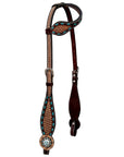 Bar H Equine Western Leather Horse Tack Set Basket Weave Carved Brown