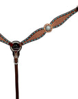 Bar H Equine Western Leather Horse Tack Set Basket Weave Carved Brown