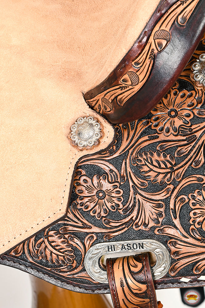 Flex Tree Western Horse Saddle In American Leather Barrel Trail Hilason