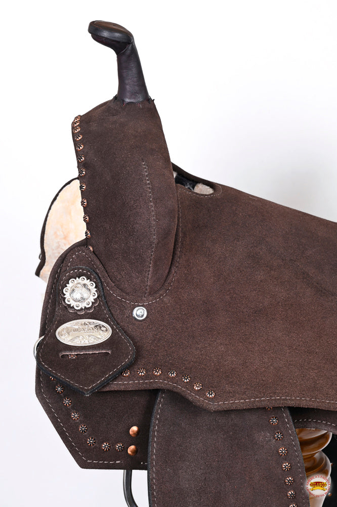 Hilason Western Horse Flex Tree Barrel Trail In Suede Leather Saddle &amp; Biothane Tack Set