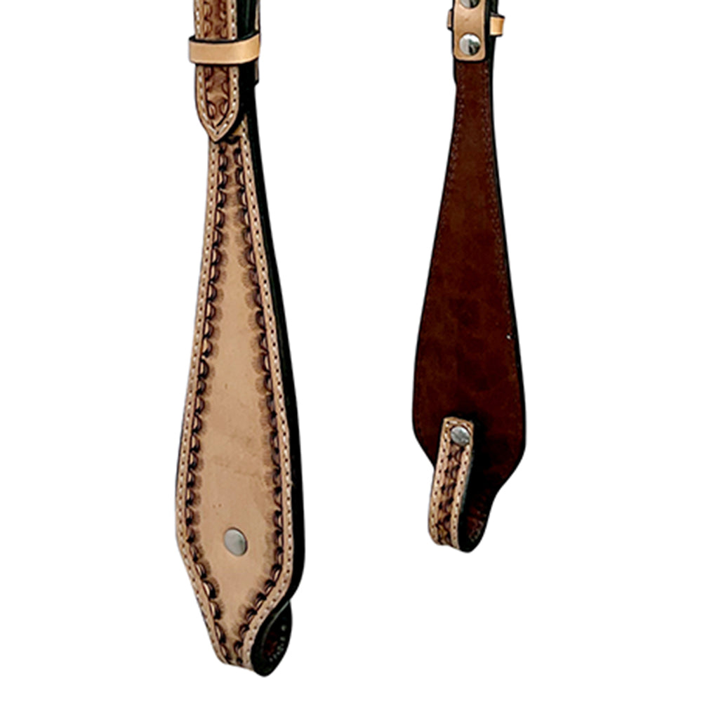 Bar H Equine Leather Horse Headstall Breast Collar &amp; One Ear Headstall Tan