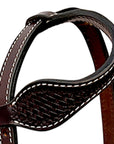 Bar H Equine Western Leather Horse Tack Set Basket Weave Tooled Dark Brown
