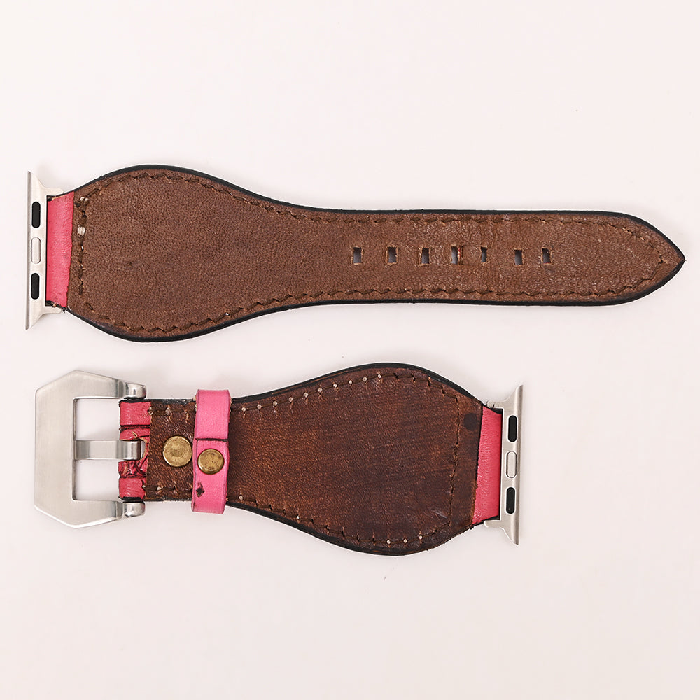 American Darling Floral Hand Tooled I watch Men Women Genuine Leather Strap