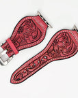 American Darling Floral Hand Tooled I watch Men Women Genuine Leather Strap