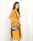 American Darling Adbg1484 Envelope Hand Tooled Hair-On Genuine Leather Women Bag Western Handbag Purse