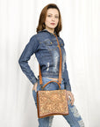 American Darling Adbg1487 Cross Body I Hand Tooled Genuine Leather Women Bag Western Handbag Purse
