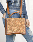 American Darling Adbg1487 Cross Body I Hand Tooled Genuine Leather Women Bag Western Handbag Purse