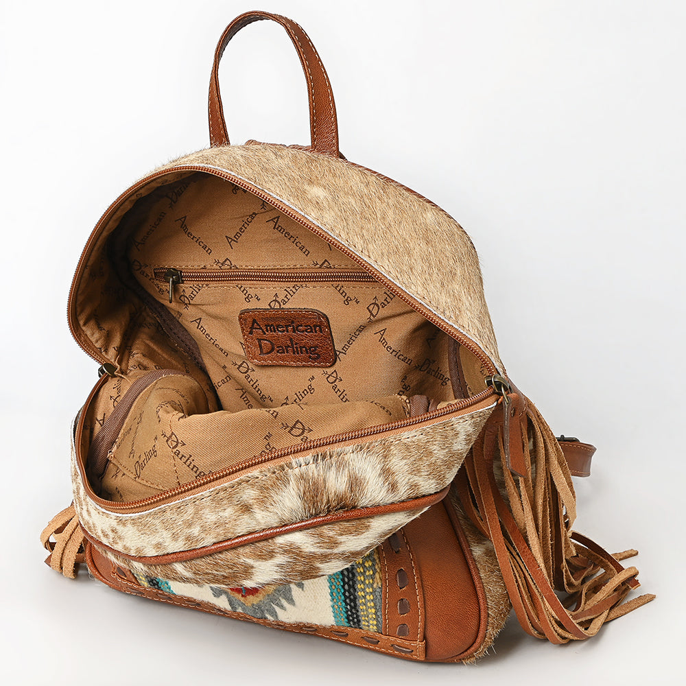 American Darling Adbg1495 Backpack Upcycled Wool Hair-On Genuine Leather Women Bag Western Handbag Purse