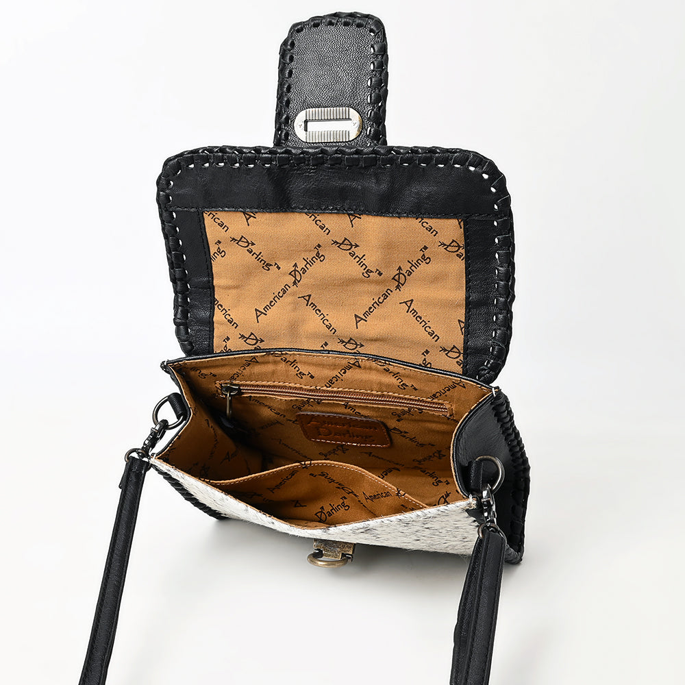 American Darling Adbg1503 Small Crossbody Hand Tooled Hair-On Genuine Leather Women Bag Western Handbag Purse