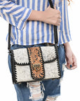 American Darling Adbg1503 Small Crossbody Hand Tooled Hair-On Genuine Leather Women Bag Western Handbag Purse