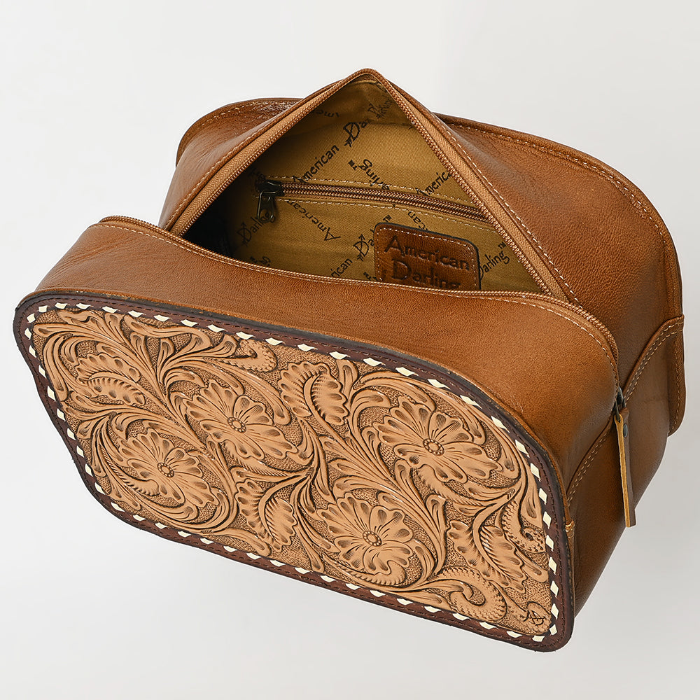 American Darling Adbg1509A Toiletry Hand Tooled Genuine Leather Women Bag Western Handbag Purse