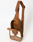American Darling Sling Hand Tooled Upcycled Wool Genuine Leather Women Bag Western Handbag Purse