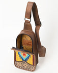 American Darling Sling Hand Tooled Upcycled Wool Genuine Leather Women Bag Western Handbag Purse