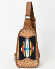 American Darling Sling Hand Tooled Upcycled Wool Genuine Leather Women Bag Western Handbag Purse