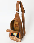 American Darling Sling Hand Tooled Upcycled Wool Genuine Leather Women Bag Western Handbag Purse