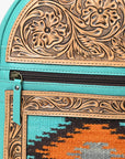 American Darling Adbg1515 Sling Hand Tooled Upcycled Wool Genuine Leather Women Bag Western Handbag Purse