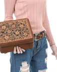 American Darling Jewelry Case Hand Tooled Genuine Leather Women Bag Western Handbag Purse