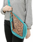 American Darling Sling Beautifully Hand Tooled Genuine Leather women bag western handbag purse