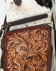 American Darling Adbga579 Sling Hand Tooled Hair-On Genuine Leather Women Bag Western Handbag Purse