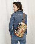 American Darling Adbg1522 Sling Upcycled Wool Hair-On Genuine Leather Women Bag Western Handbag Purse