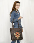 American Darling Adbg1523 Tote Upcycled Wool Genuine Leather Women Bag Western Handbag Purse