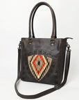 American Darling Adbg1523 Tote Upcycled Wool Genuine Leather Women Bag Western Handbag Purse