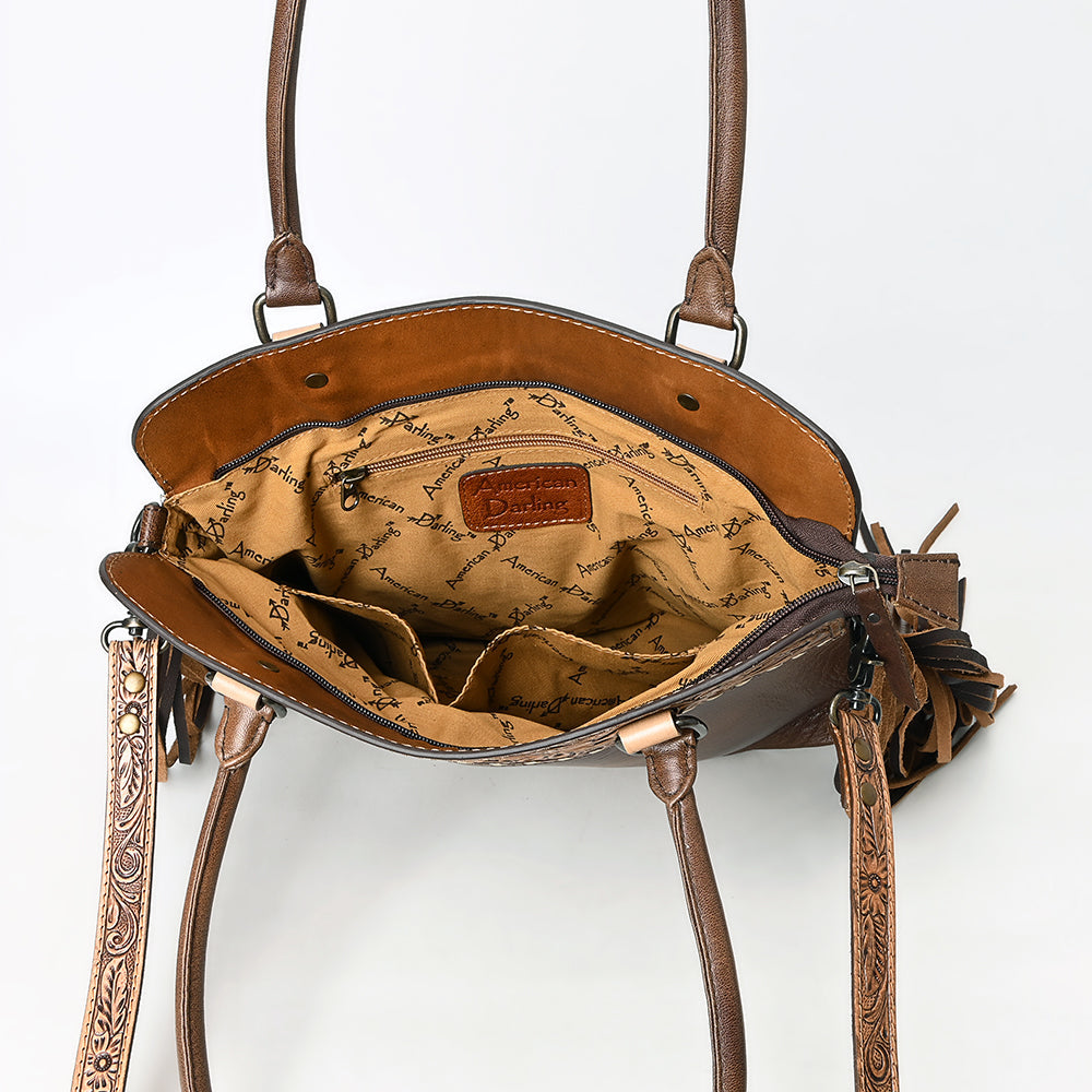 American Darling Adbg1527 Tote Hand Tooled Genuine Leather Women Bag Western Handbag Purse