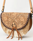 American Darling Adbg1529 Small Crossbody Hand Tooled Hair-On Genuine Leather Women Bag Western Handbag Purse