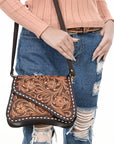 American Darling Adbga587 Cross Body I Hand Tooled Genuine Leather Women Bag Western Handbag Purse