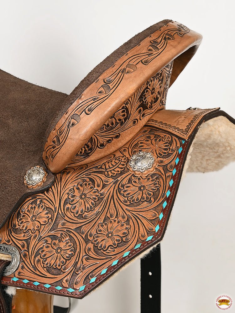 HILASON Flex Tree Western Horse Saddle American Leather Barrel Trail | for Horses