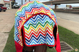 HILASON 1200D Winter Waterproof Poly Horse Hood Turnout Neck Blanket Belly Wrap Rainbow Zigzag