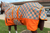 HILASON 1200D Winter Waterproof Poly Horse Hood Turnout Neck Blanket Belly Wrap Floral Motif