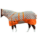 HILASON 1200D Winter Waterproof Poly Horse Hood Turnout Neck Blanket Belly Wrap Rainbow Zigzag