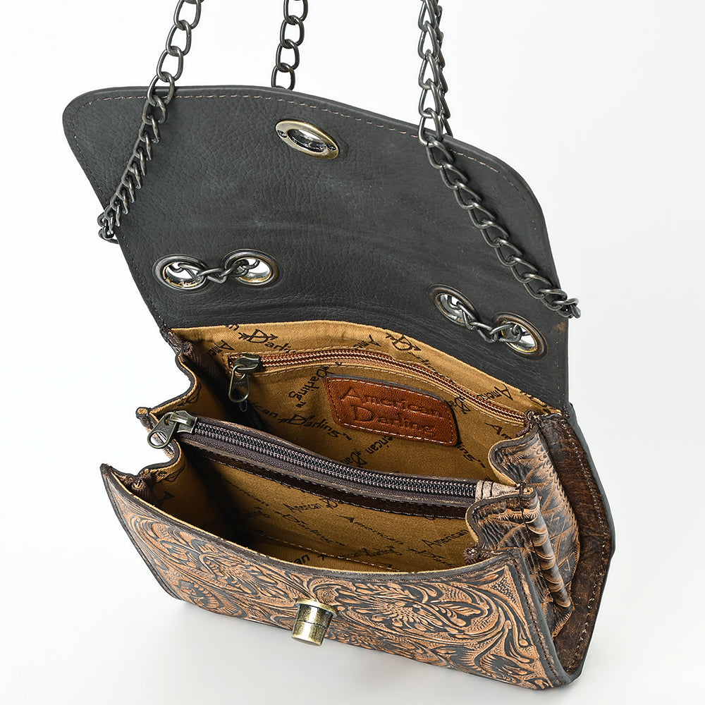 American Darling Small Crossbody Beautifully Hand Tooled  Genuine Leather women bag western handbag purse
