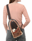 American Darling Sling Beautifully Hand Tooled Hair-On Genuine Leather women bag western handbag purse