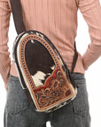 American Darling Sling Beautifully Hand Tooled Hair-On Genuine Leather women bag western handbag purse