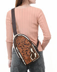 American Darling Sling Beautifully Hand Tooled Hair-On Genuine Leather women bag western handbag purse