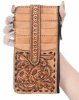 American Darling Card Holder Hand Tooled Genuine Leather Women Bag Western Handbag Purse