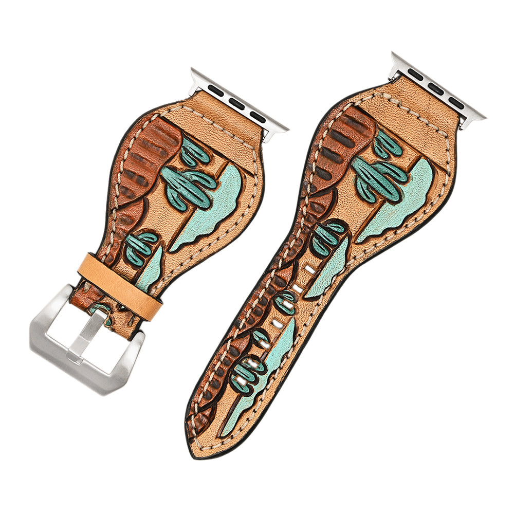 American Darling Floral Hand Tooled I watch Men Women Genuine Leather