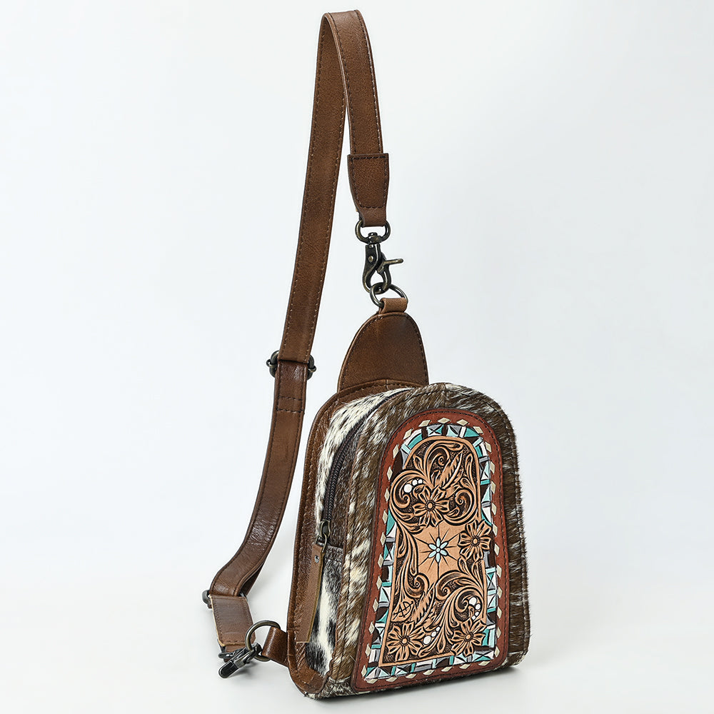 American Darling Sling Beautifully Hand Tooled  Hair-On Genuine Leather women bag western handbag purse