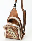 American Darling Sling Beautifully Hand Tooled  Hair-On Genuine Leather women bag western handbag purse