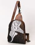 American Darling Sling Hair-On Crocodile embossed Genuine Leather women bag western handbag purse
